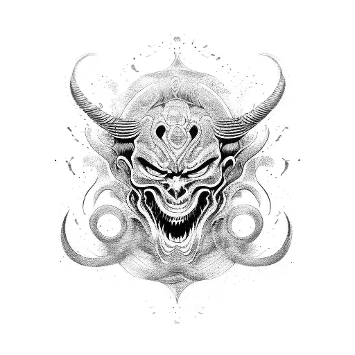 Demon With Japanase Waves Around