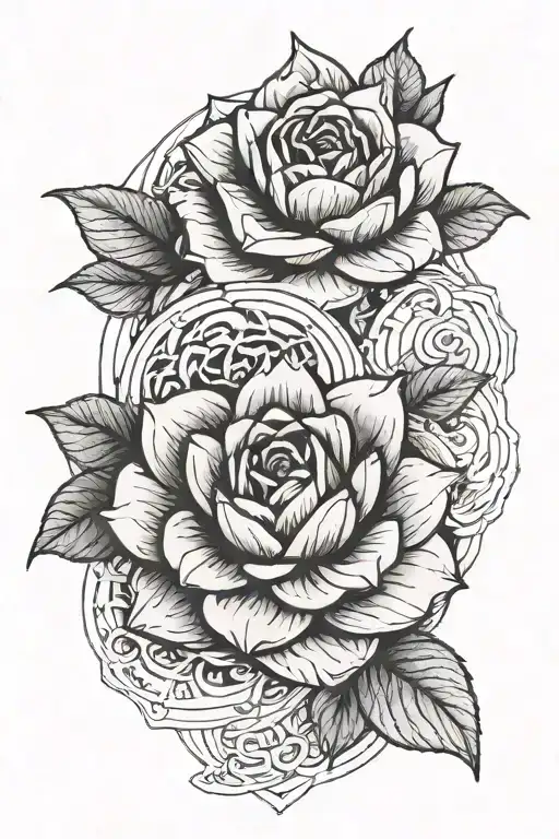 A Stack Of Money With Roses And Lotus Flowers Intertwined Around It