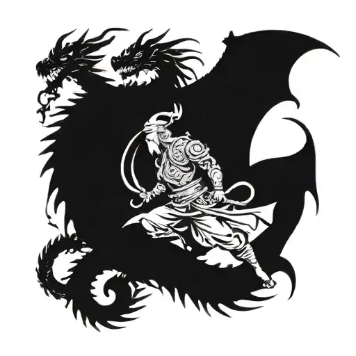 A Spiritual Warrior Battling A Dragon Made Of Money