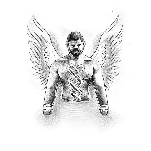 A Wrestling Man With Angel Wings On The Turnbuckles