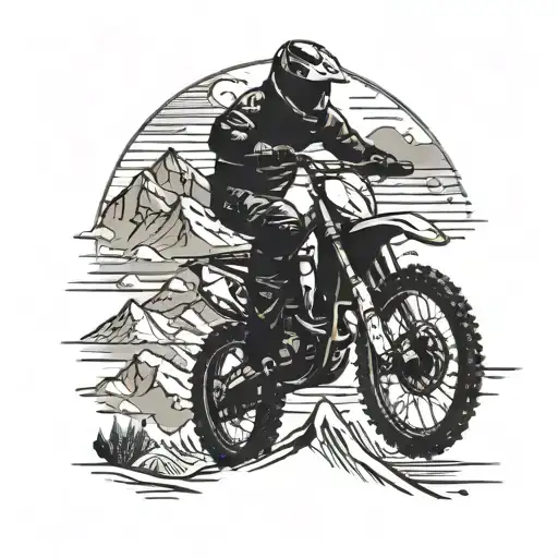 A Detailed Dirt Bike Silhouette Jumping Over A Mountain Range