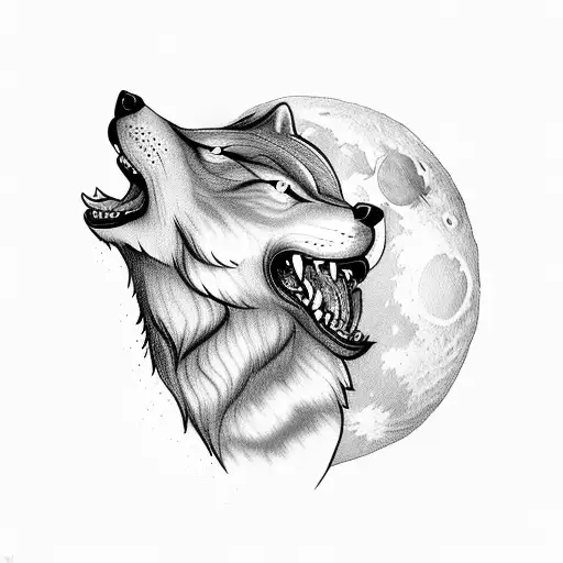 A Fierce Wolf Howling At A Full Moon In The Middle Of A Concert Crowd