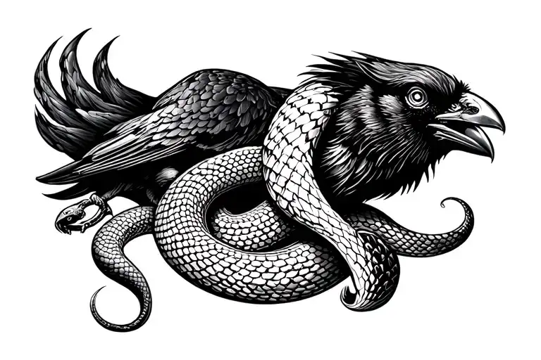 Snake And Crow Tramp Stamp