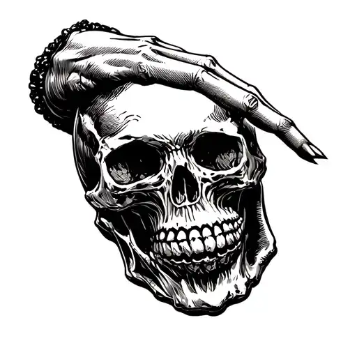 Skull With Hand As Jaw Skull