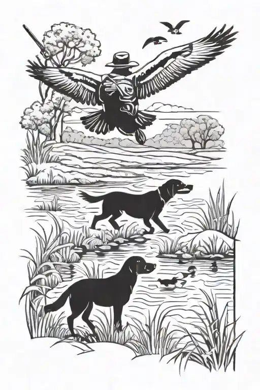 Duck Hunting Scene With A Guy And A Dog In The Feild Shooting Sucks