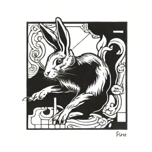 White Rabbit In A Black Square