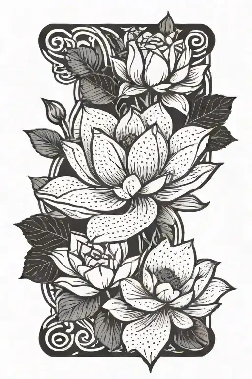 A Rose And Lotus Flowers By Money Symbols