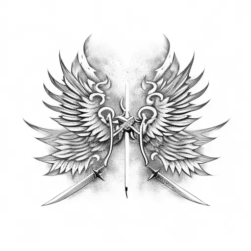 Back Tattoo Sword With Wings