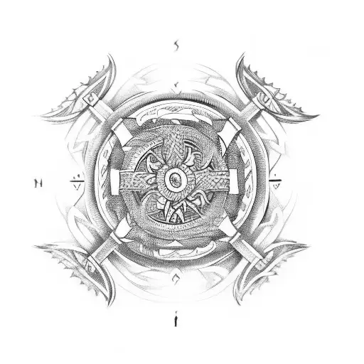 Intricate Viking Compass Symbol With Nordic Runes