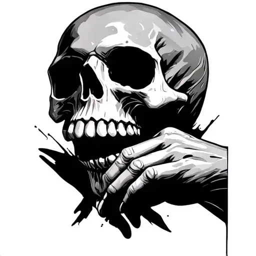 Skull With Hand As Jaw Skull