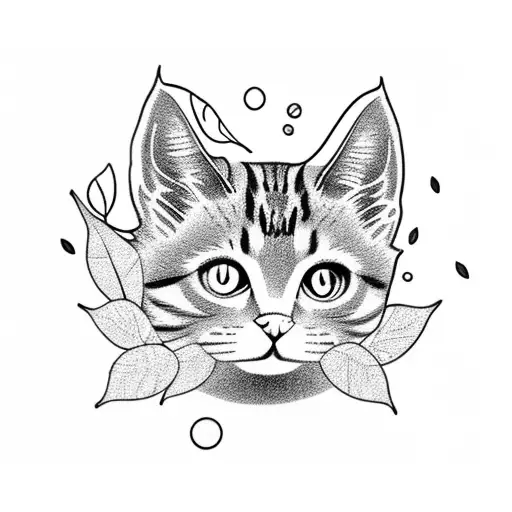 Olive Branch With Cat In One Of The Leaves