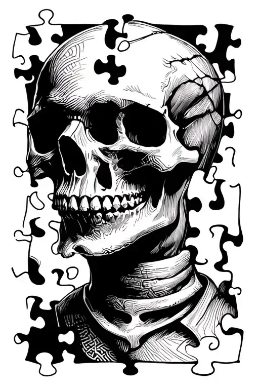 Autism Skull Puzzle Pieces Forming