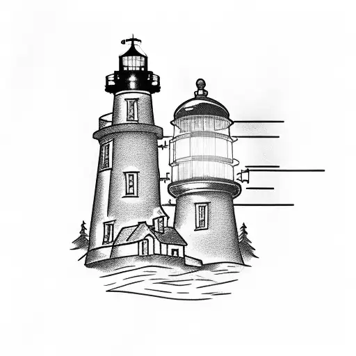 Edison Light Bulb With A Lighthouse Inside The Bulb Outlined As The Wire