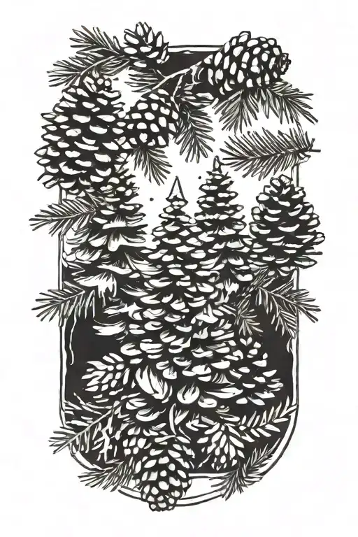 Small Pinecones And Pine Trees