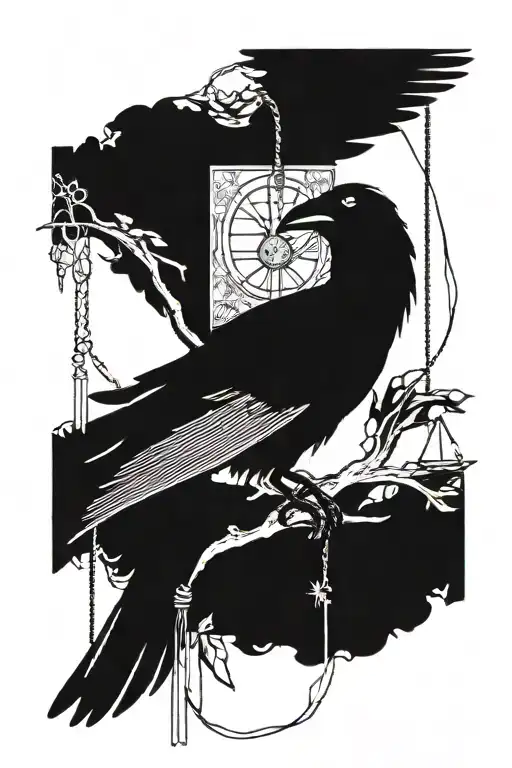 Raven And Tarot Hanged Man