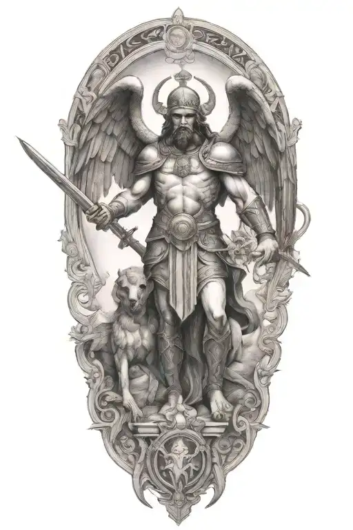 Saint Michel Slaying Demons