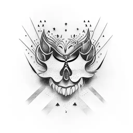 A Guitar With A Theater Mask Incorporated Into The Body