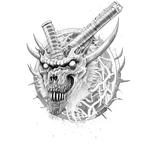 Postapocalyptic Beast Eating Soul Ibanez Guitar Head