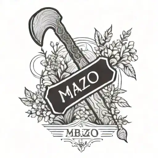 An Axe Surrounded By Beautiful Naturewith Name Mbazo On It