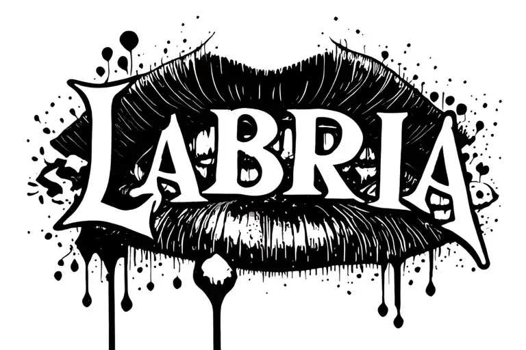 The Word Labria With A Kiss Mark Under