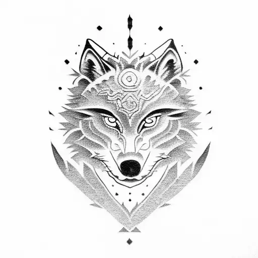 A Fierce Wolf In A Traditional Japanese Art Style