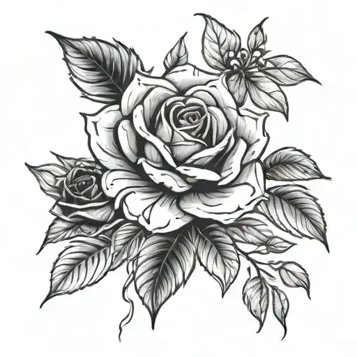 1 Black Rose And Jasmine Flowers