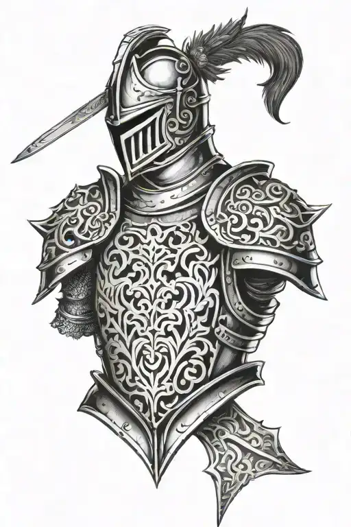 Knights Armor Plate Black And White