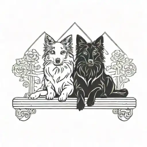 Border Collie And Black Cat