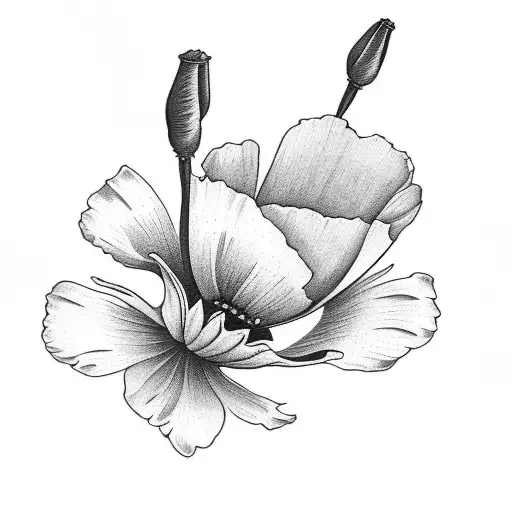 California Poppy With Skull