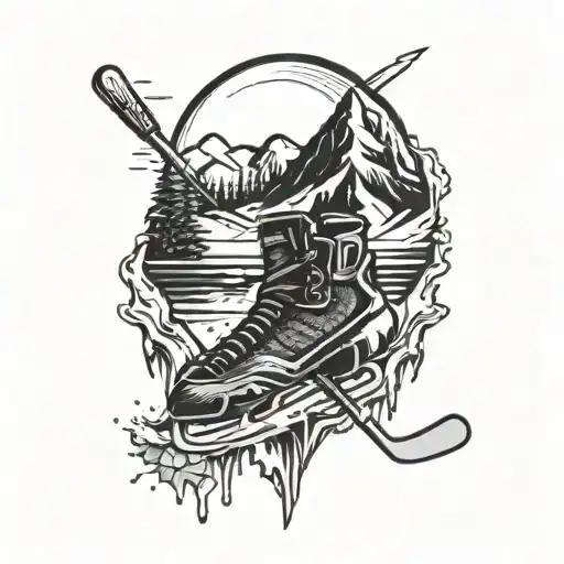 Mountain With Ice Hockey