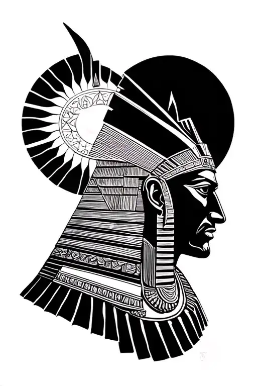 Create The God Horus In Profile And Behind Him The Pyramids Is A Sun