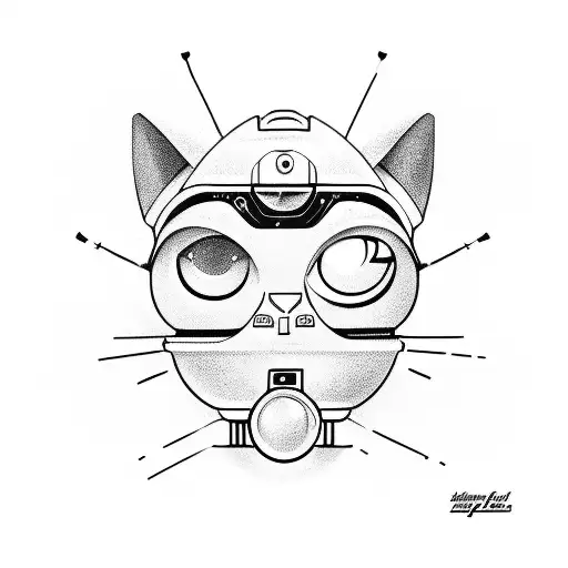 A Futuristic Robot Cat Drinking A Can Of Cola