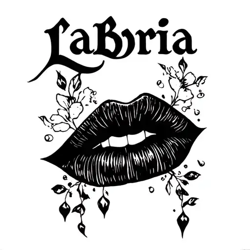 The Word Labria With A Kiss Mark Under
