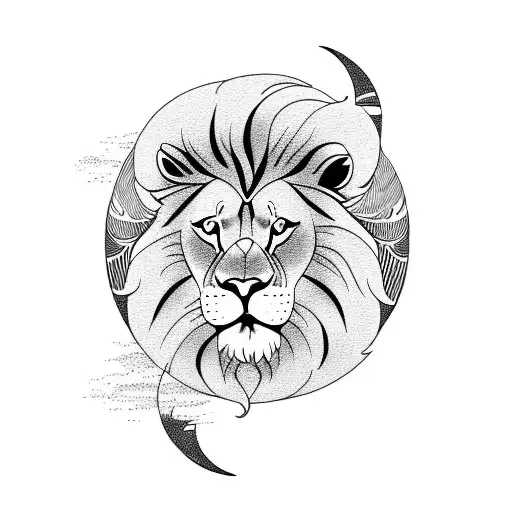 Lion And Moon And Waves