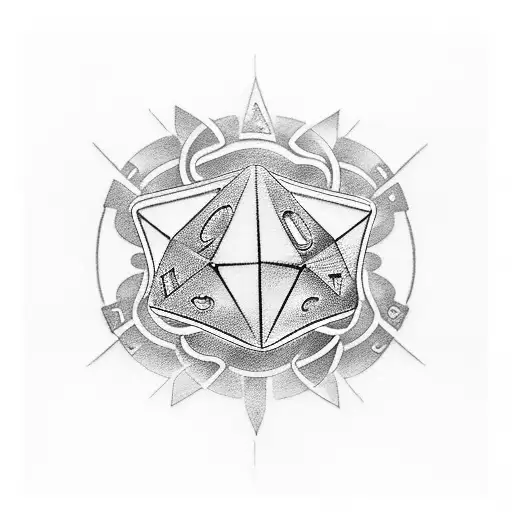 A Theatre-inspired Tattoo With A Dice And Musical Notes