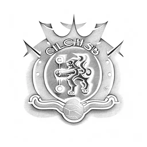 Chelsea Football Club Logo With Gym Dumbell