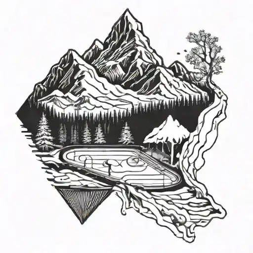 Mountain With Ice Hockey Rink Transformed