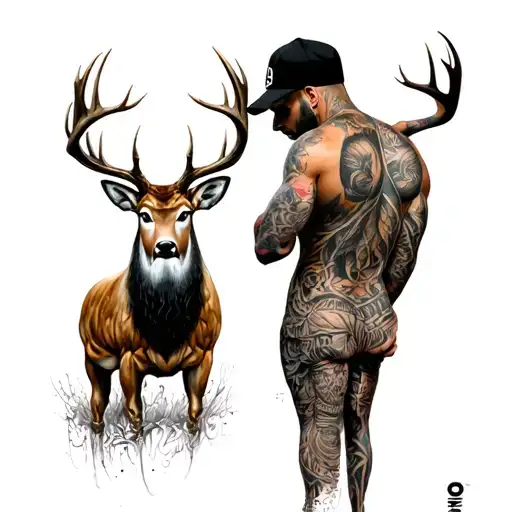 Men's Gangsta Buck Tatooes Ideas Mixed Into One Hood