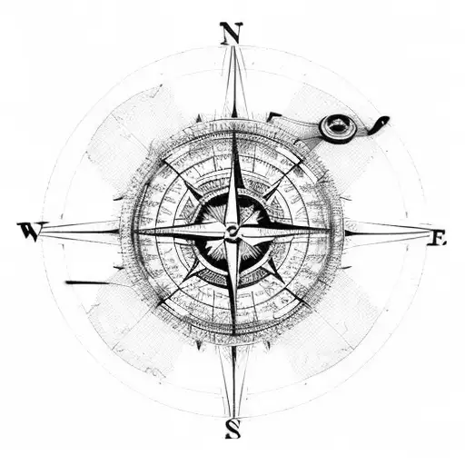 Combine A Vintage Camera With A Compass And A World Map As A Vertical Line