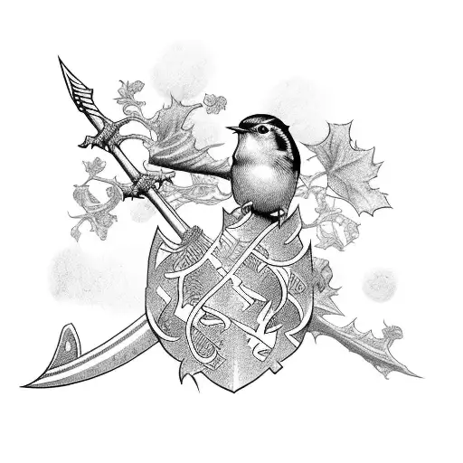 Robin With Ivy And Sword