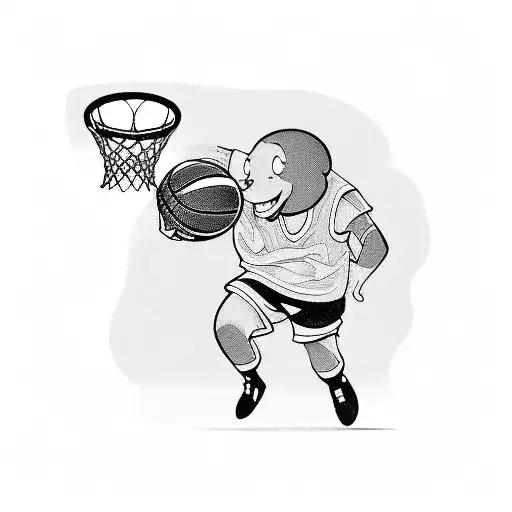 A Tattoo Of Your Favorite Cartoon Character Playing Basketball In A Blackwork Style