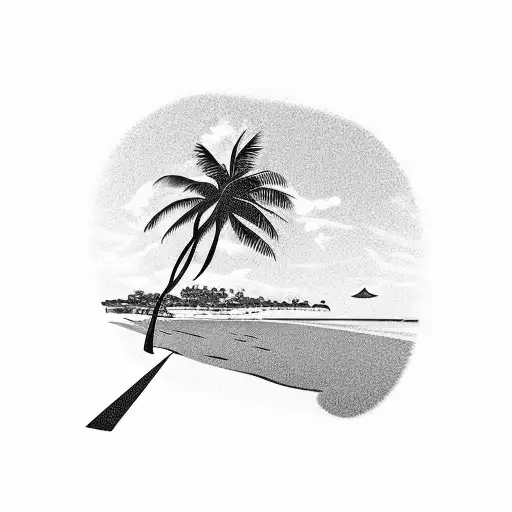 Palm Tree Beach Scene Around Wrist