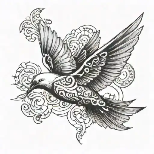 Crusisixand Dove Flying