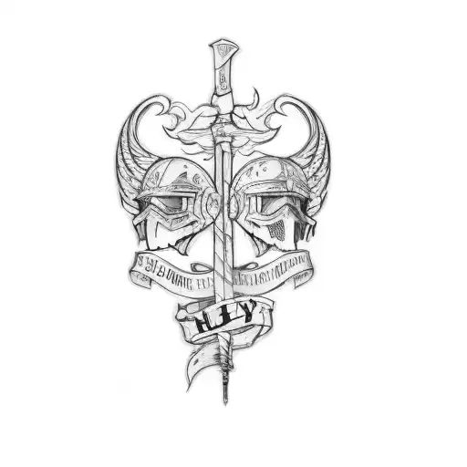 Two Helmets And A Sword