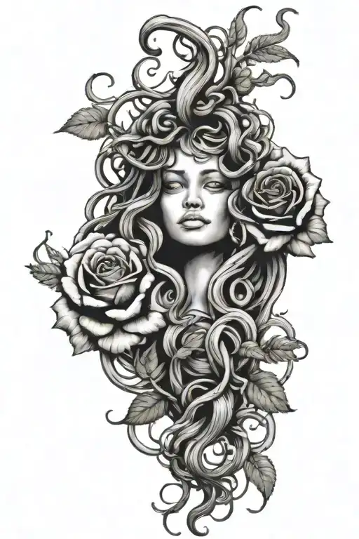 Medusa Mixed With Rose Surrounded By Spines