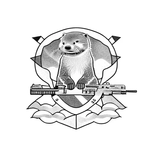 Military Otter Holding An M-16