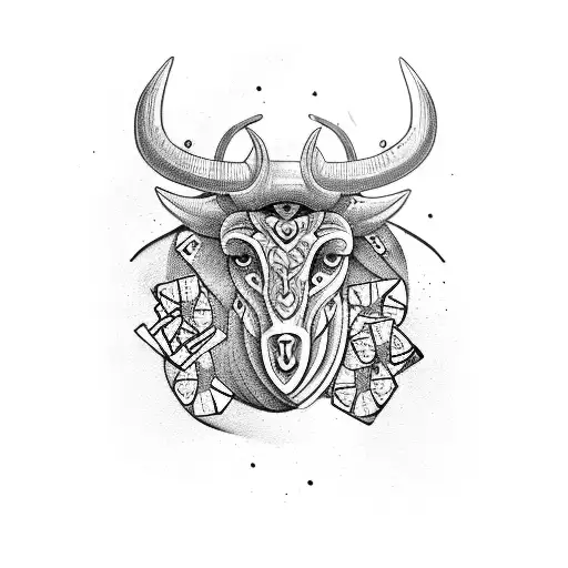 Taurus With Pokerchips And Playing Cards In The Woods While Hunting