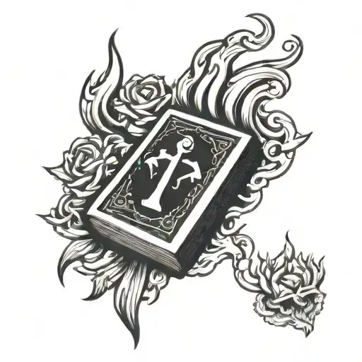 Neck Flames And Bible Image