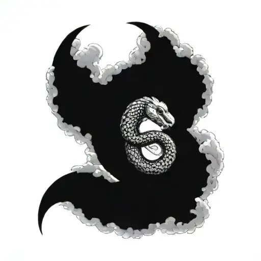 Ouroboros Snake With Clouds