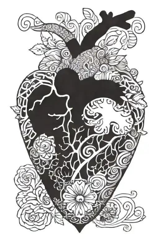 A Detailed Anatomical Heart With Intricate Patterns Symbolizing The Client's Struggles With Anxiety